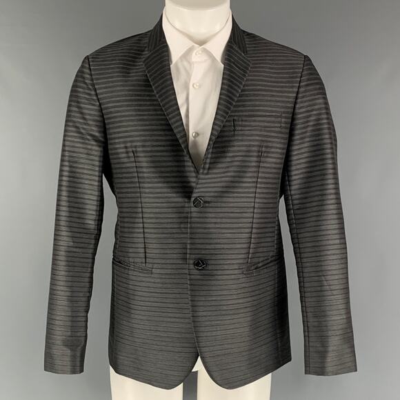 EMPORIO ARMANI Size 38 Grey Charcoal Wool Blend Notch Lapel Sport Coat - Picture 1 of 1